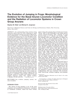 The evolution of jumping in frogs: Morphological evidence for the