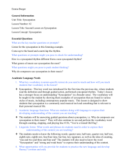 Syncopation Lesson Number: #2 Lesson Title: Second Lesson on