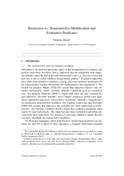 Restrictive vs. Nonrestrictive Modification and Evaluative Predicates