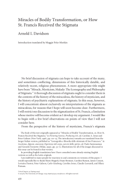 Miracles of Bodily Transformation, or How St. Francis