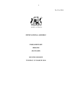 Debate No 01 of 2014 - National Assembly