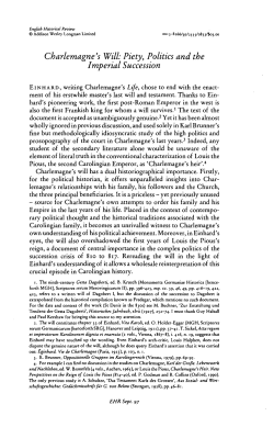 Charlemagne`s Will: Piety, Politics and the