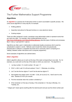 Algorithms - The Further Mathematics Support Programme