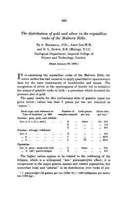 The distribution of gold and silver in the crystalline rocks of the
