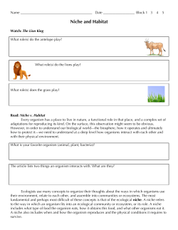 Niche and Habitat - Science with Mrs. Barton
