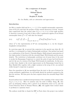 On a conjecture of Jacquet by Michael Harris and Stephen S. Kudla