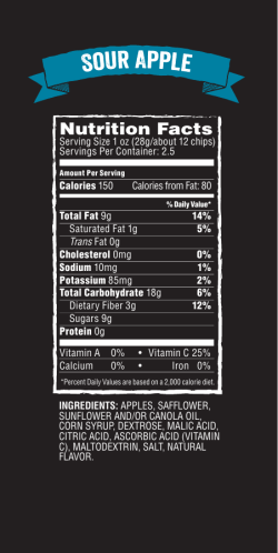 Sour Apple Apple Chip Nutritional Panel