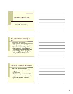Dictionary Resources: