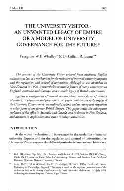 the university visit`or - an unwanted legacy of empire or a