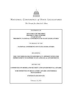 TESTIMONY OF SENATOR CURT BRAMBLE PRESIDENT PRO