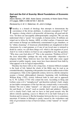 God and the Evil of Scarcity: Moral Foundations of