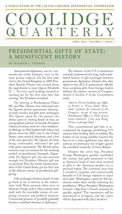 April 2016 - Calvin Coolidge Presidential Foundation