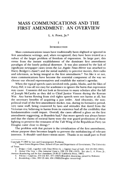Mass Communications and the First Amendment