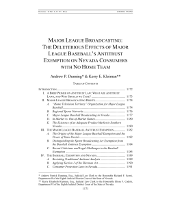 major league broadcasting - Scholarly Commons @ UNLV Law