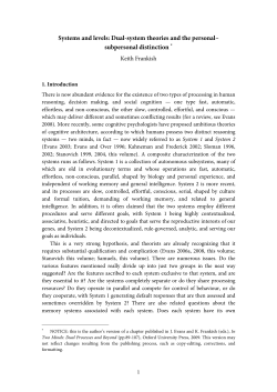 Systems and levels: Dual-system theories and the personal