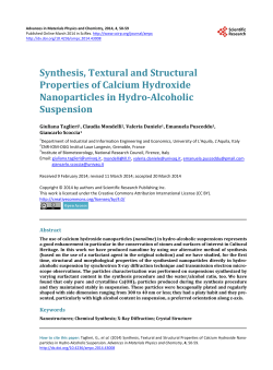 Synthesis, Textural and Structural Properties of Calcium Hydroxide