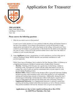 Application for Treasurer - Wartburg College Information Center