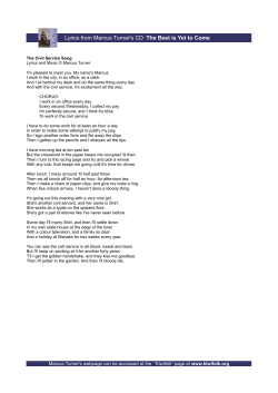 Lyrics from Marcus Turner`s CD The Best is Yet to Come