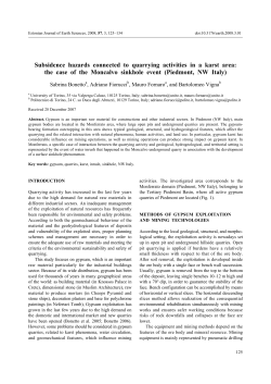 Subsidence hazards connected to quarrying activities in a karst area