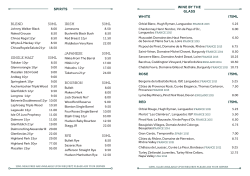Bar Menu - Shepherd`s Restaurant