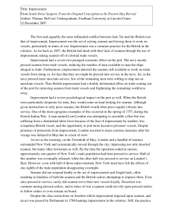 Title: Impressment From South Street Seaport: From Its Original