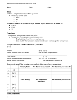 Ratios: Proportions: Solving Proportions