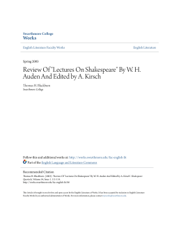 Review Of "Lectures On Shakespeare" By WH Auden And