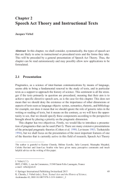 Speech Act Theory and Instructional Texts