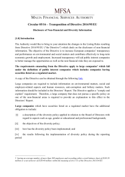 Circular 05/16 &ndash; Transposition of Directive 2014/95/EU