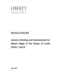 Serious Crime Bill Liberty`s Briefing and Amendments for Report