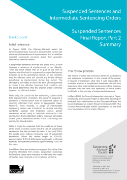 Suspended Sentences Final Report Part 2 - Summary