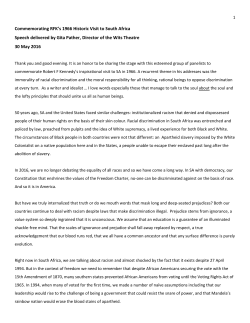 Commemorating RFK`s 1966 Historic Visit to South Africa Speech