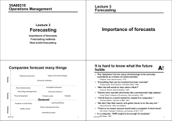 Forecasting Importance of forecasts