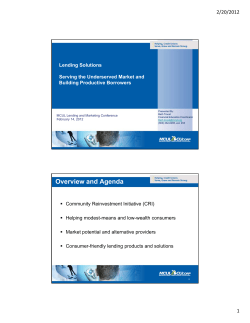 Overview and Agenda - Michigan Credit Union League