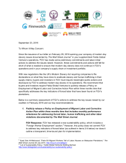 Joint statement concerning Felda Global Venture