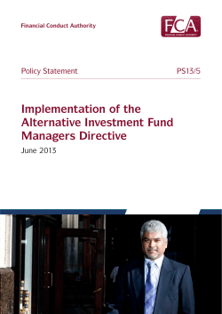 PS13/5 Implementation of the Alternative Investment Fund