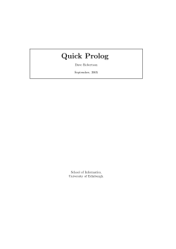 Quick Prolog - School of Informatics