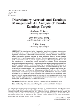 Discretionary Accruals and Earnings Management