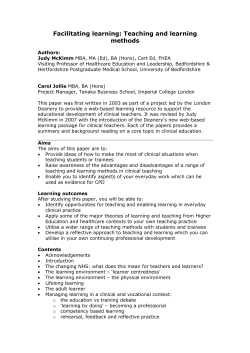 Facilitating learning: Teaching and learning methods