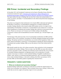 IRB Primer: Incidental and Secondary Findings