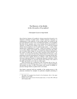 The Rhetoric of the Riddle in the Alexandra of Lycophron
