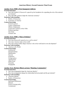 American History Second Semester Final Exam Anchor Text: FDR`s