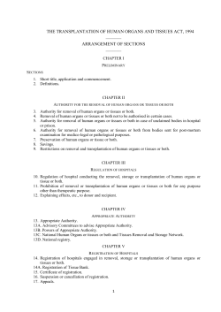 the transplantation of human organs and tissues act, 1994