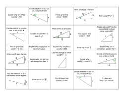 Explain why tan(45​o​ ) is exactly 1.000. Decide whether to use sin