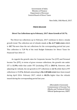 Direct Tax Collections up to February, 2017 show