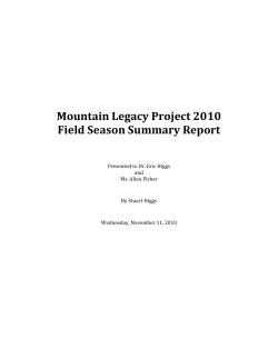 Mountian Legacy Project 2010 Field Season Summary Report