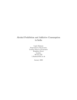 Alcohol Prohibition and Addictive Consumption in India