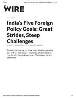 India`s Five Foreign Policy Goals