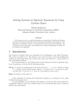 Solving Systems of Algebraic Equations by Using Gr&ouml;bner Bases