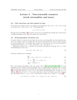 Lecture 3 &ndash; Non-renewable resources (stock externalities and taxes)